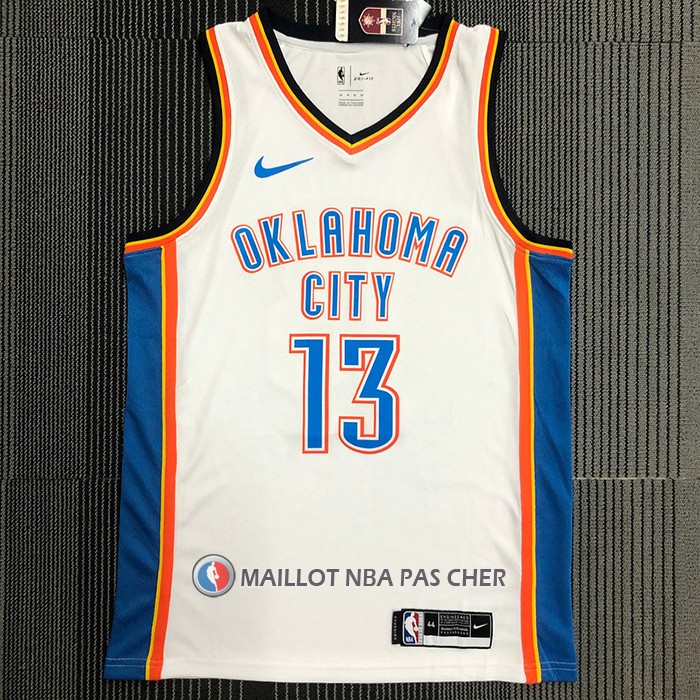 Maillot Oklahoma City Thunder Paul George NO 13 Association Blanc